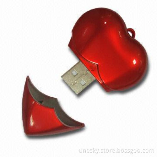 Heart-shaped USB Flash Drive with Password Protection, Supports USB 1.1 and 2.0 Interface